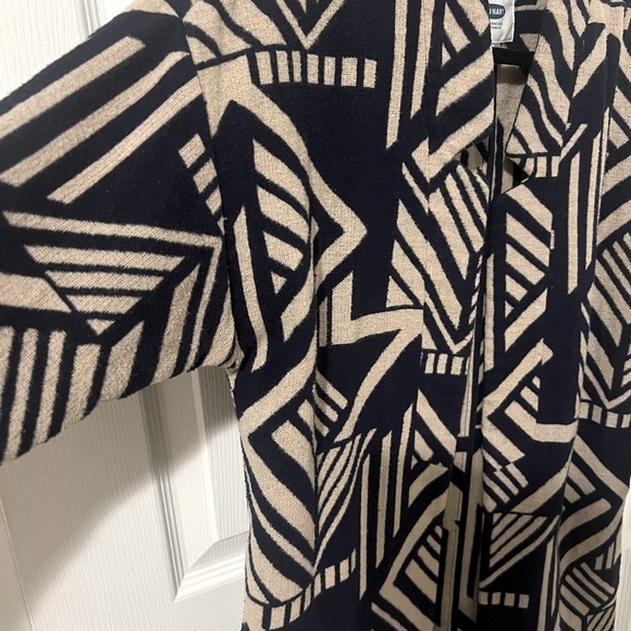 Old Navy Blue & White Geometric Open Front Coat - Picture 4 of 11